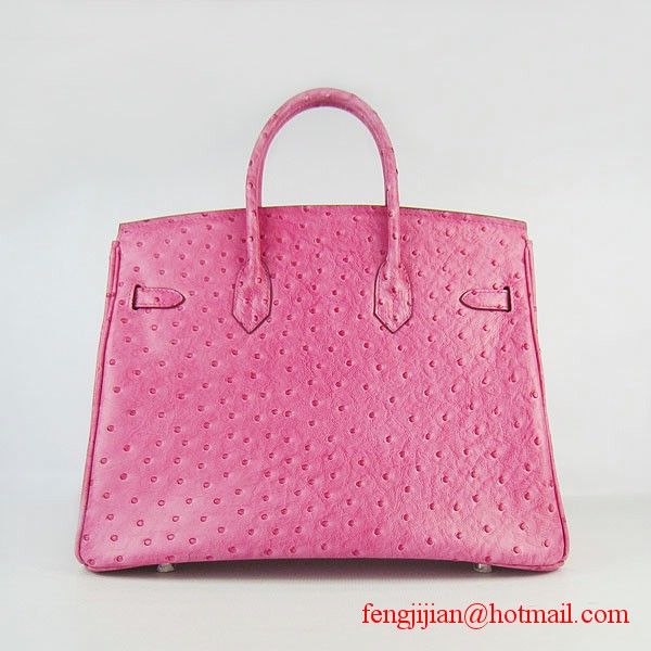 Hermes Birkin 35cm Ostrich Veins Handbag Light Peachblow 6089 Silver Hardware